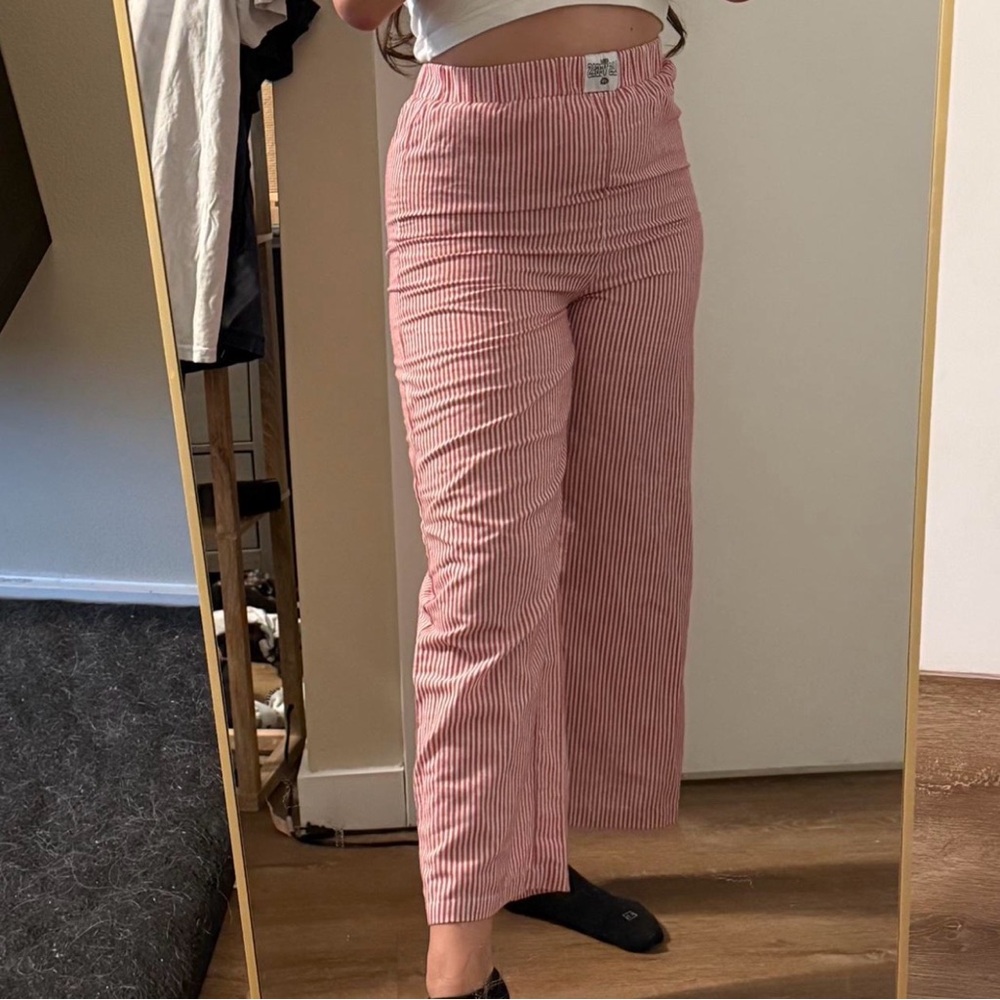 SHEIN Red Striped Wide Leg Pants